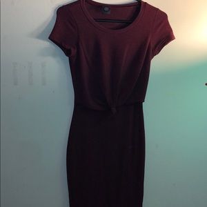 Burgundy tight T-shirt dress